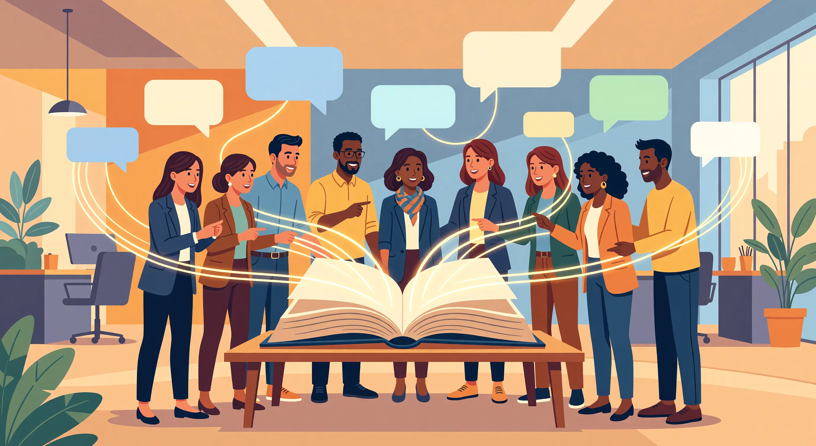 A conceptual illustration of a digital document library and an AI assistant securely processing a collective agreement.