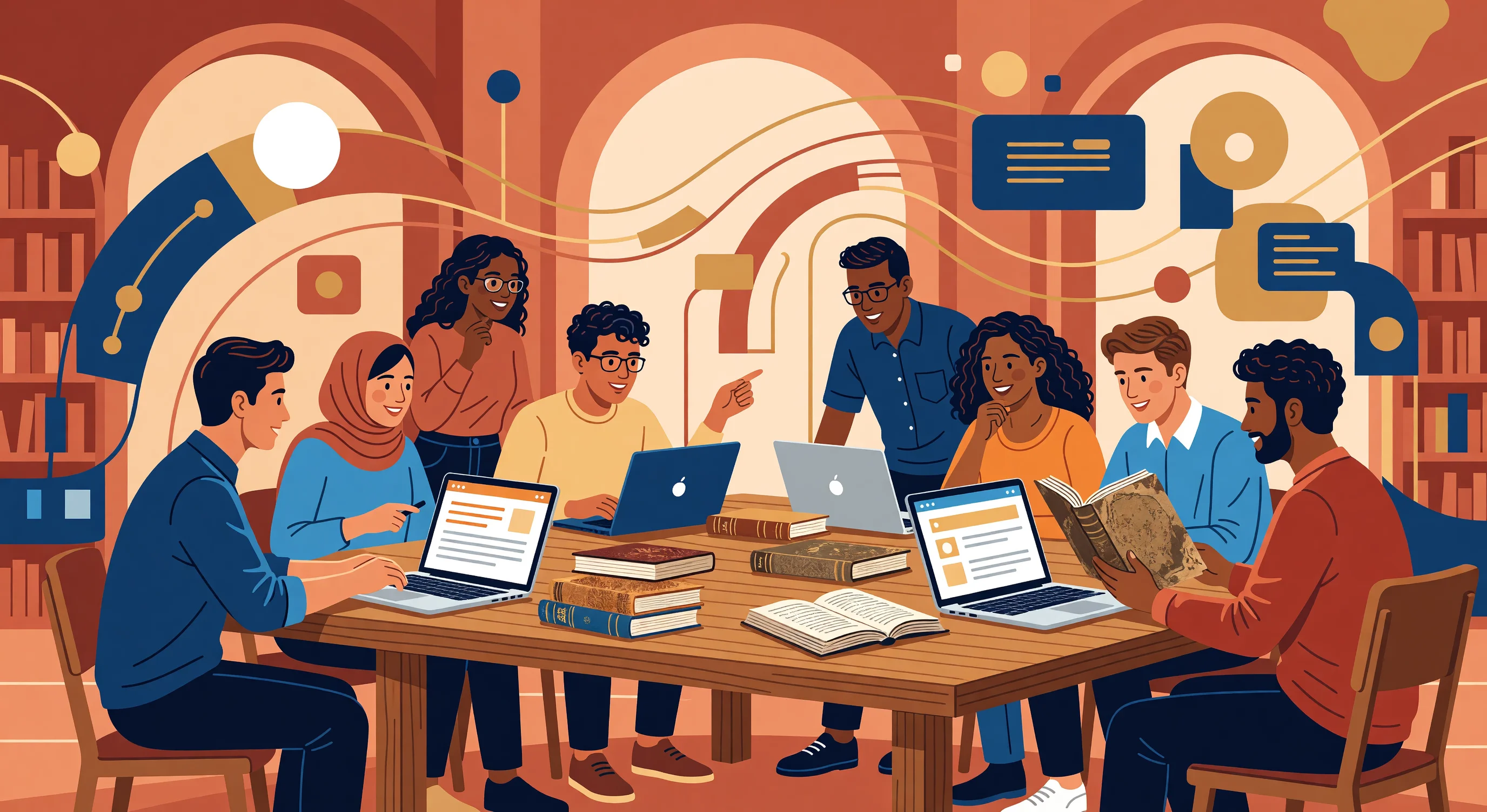 A conceptual illustration representing digital sovereignty, data security, and open-source software in higher education.