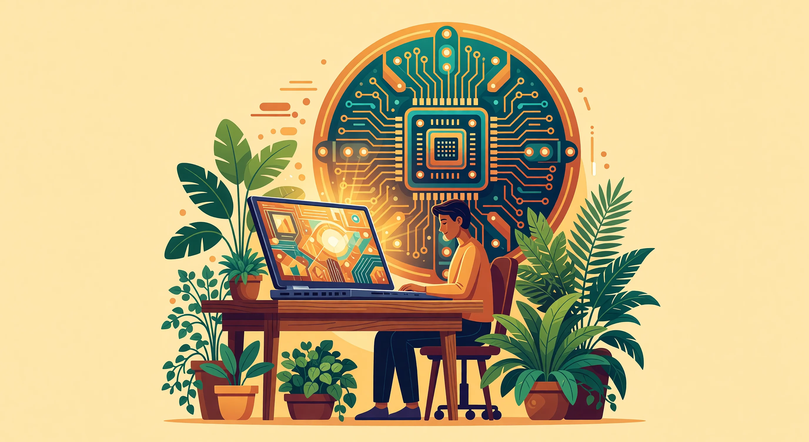 A conceptual illustration showing a laptop running local AI computations directly within a web browser interface, highlighting the WebGPU standard.