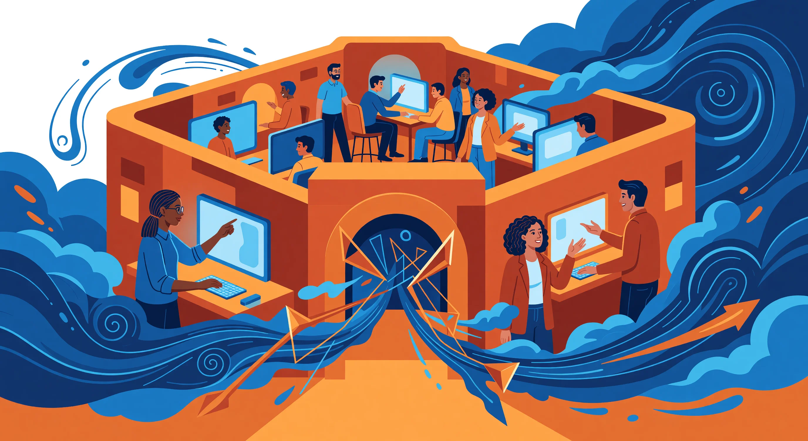 A conceptual illustration representing data sovereignty, cloud security, and artificial intelligence in Canada.