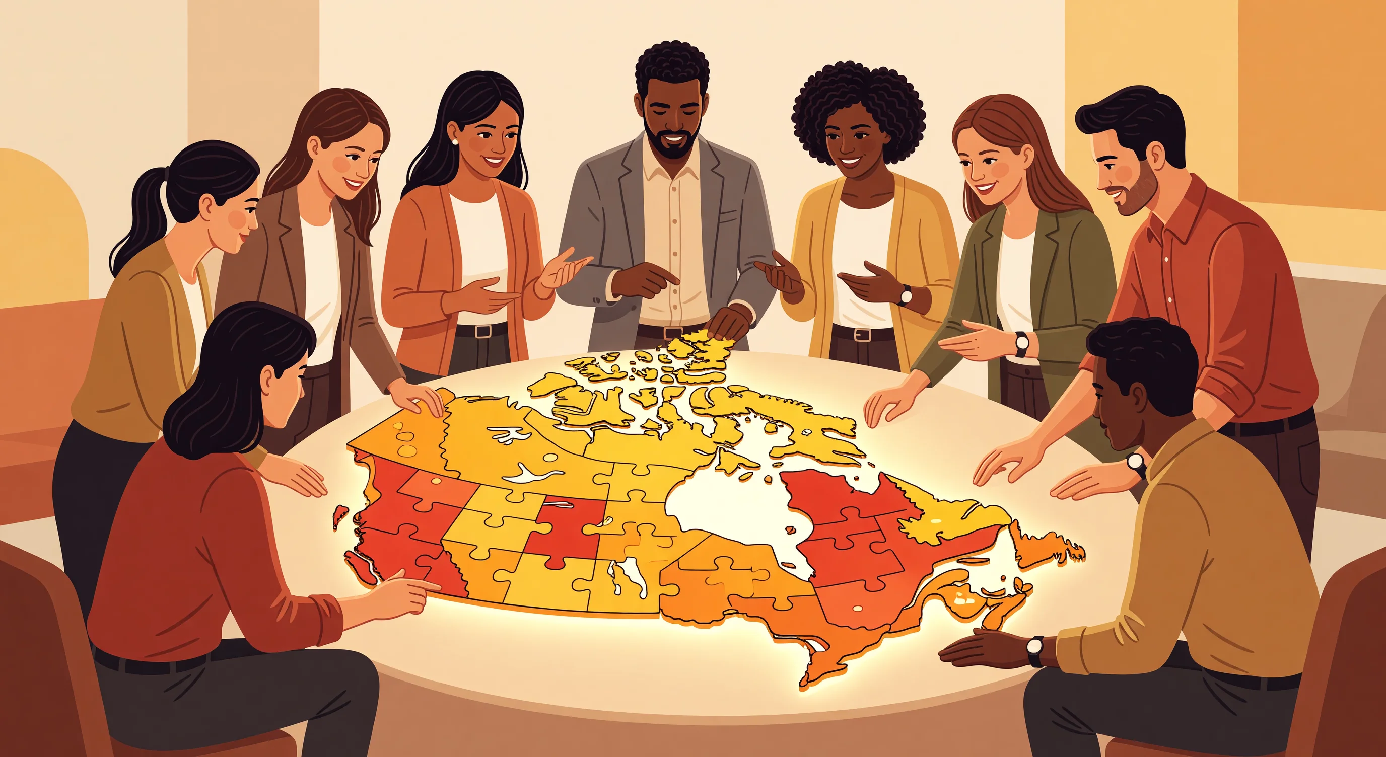 A conceptual graphic illustrating digital sovereignty, secure data flows, and local cloud hosting in Canada.