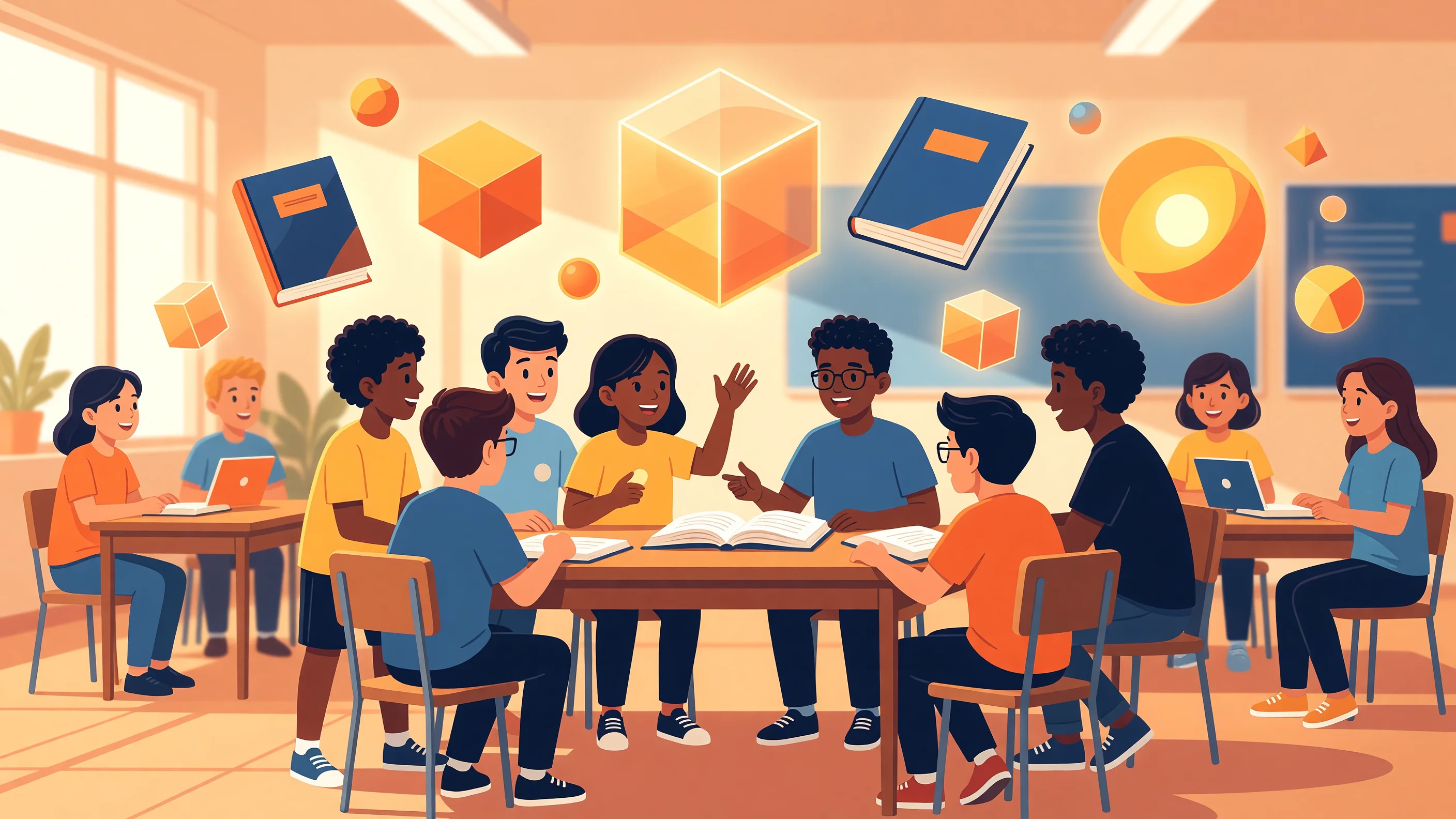 A conceptual graphic illustrating digital safety in schools, featuring a secure shield protecting student data and educational icons.