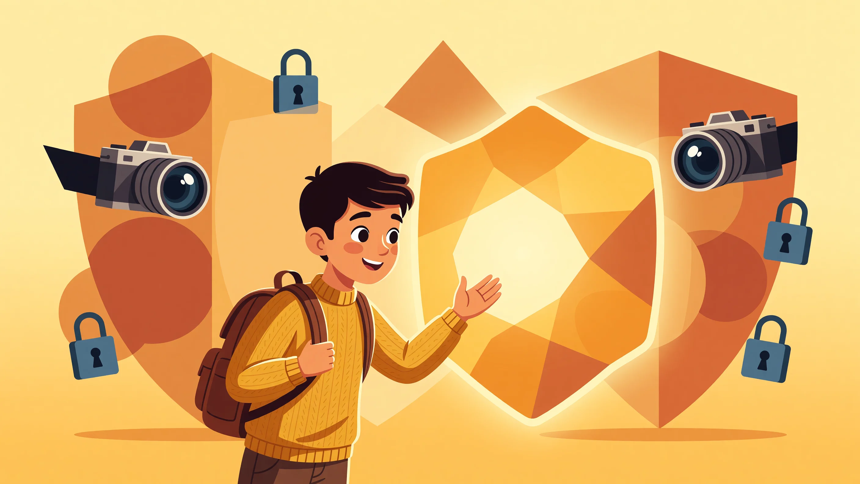 A conceptual illustration representing digital privacy, secure data storage, and the protection of student identity online.