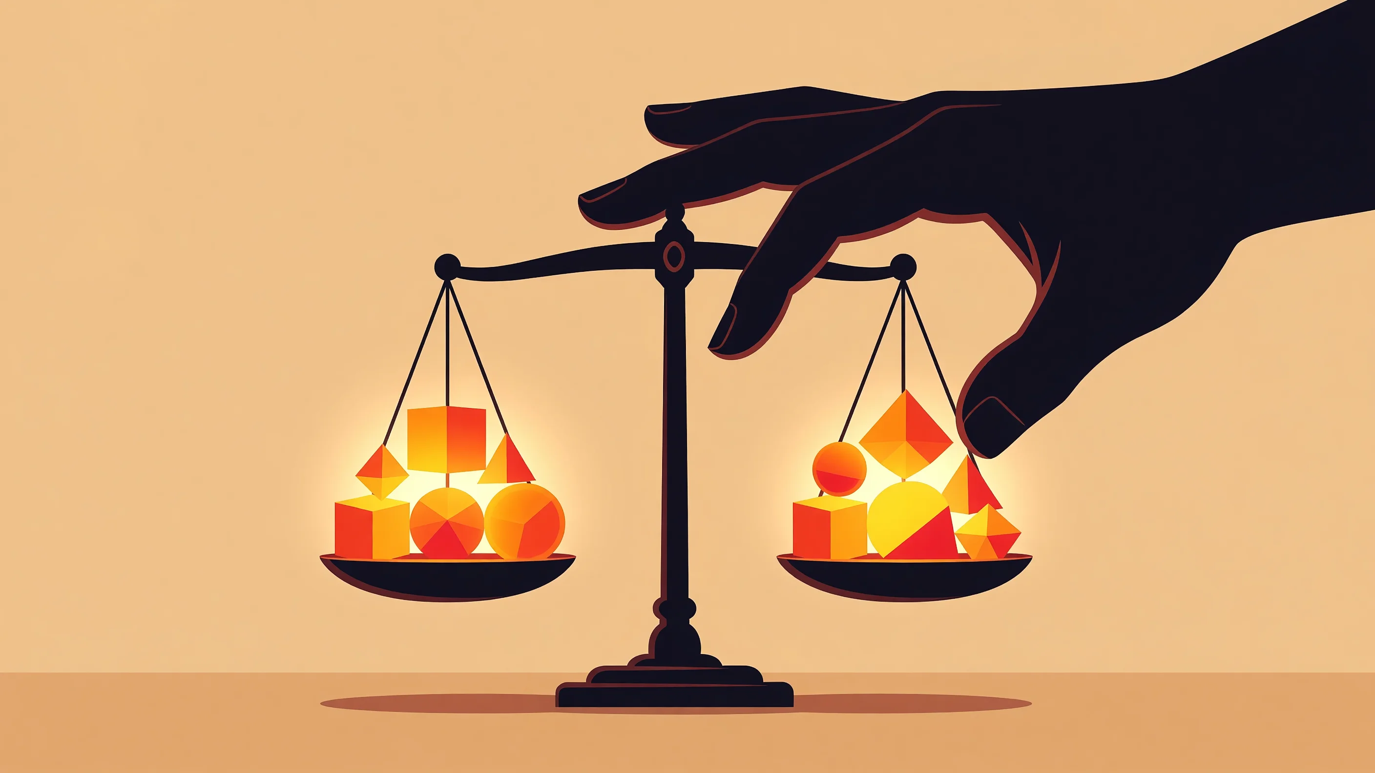 A conceptual illustration representing algorithmic neutrality and the comparison of different artificial intelligence models.