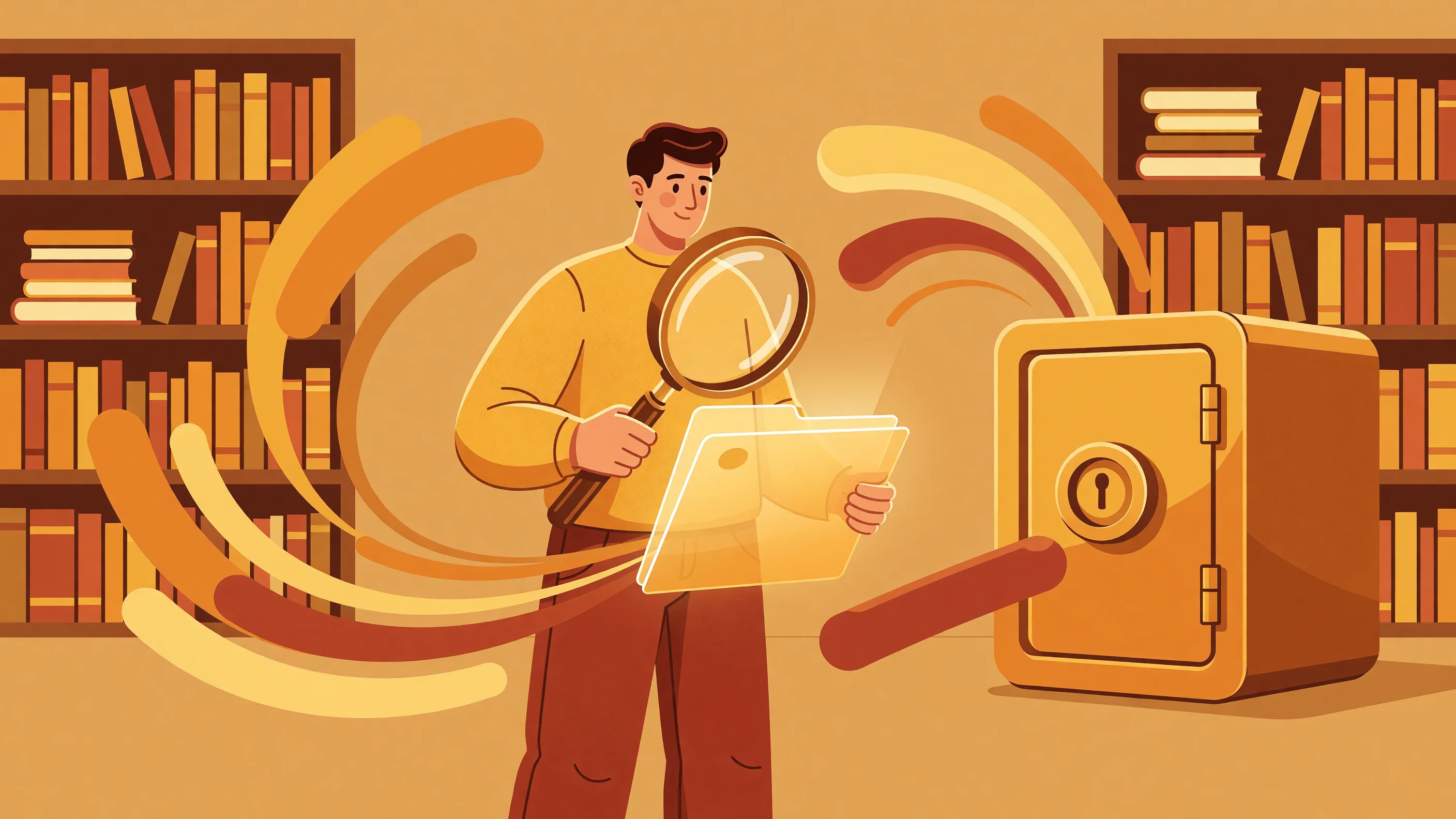 A conceptual illustration representing data traceability and secure document storage in a transparent artificial intelligence system.