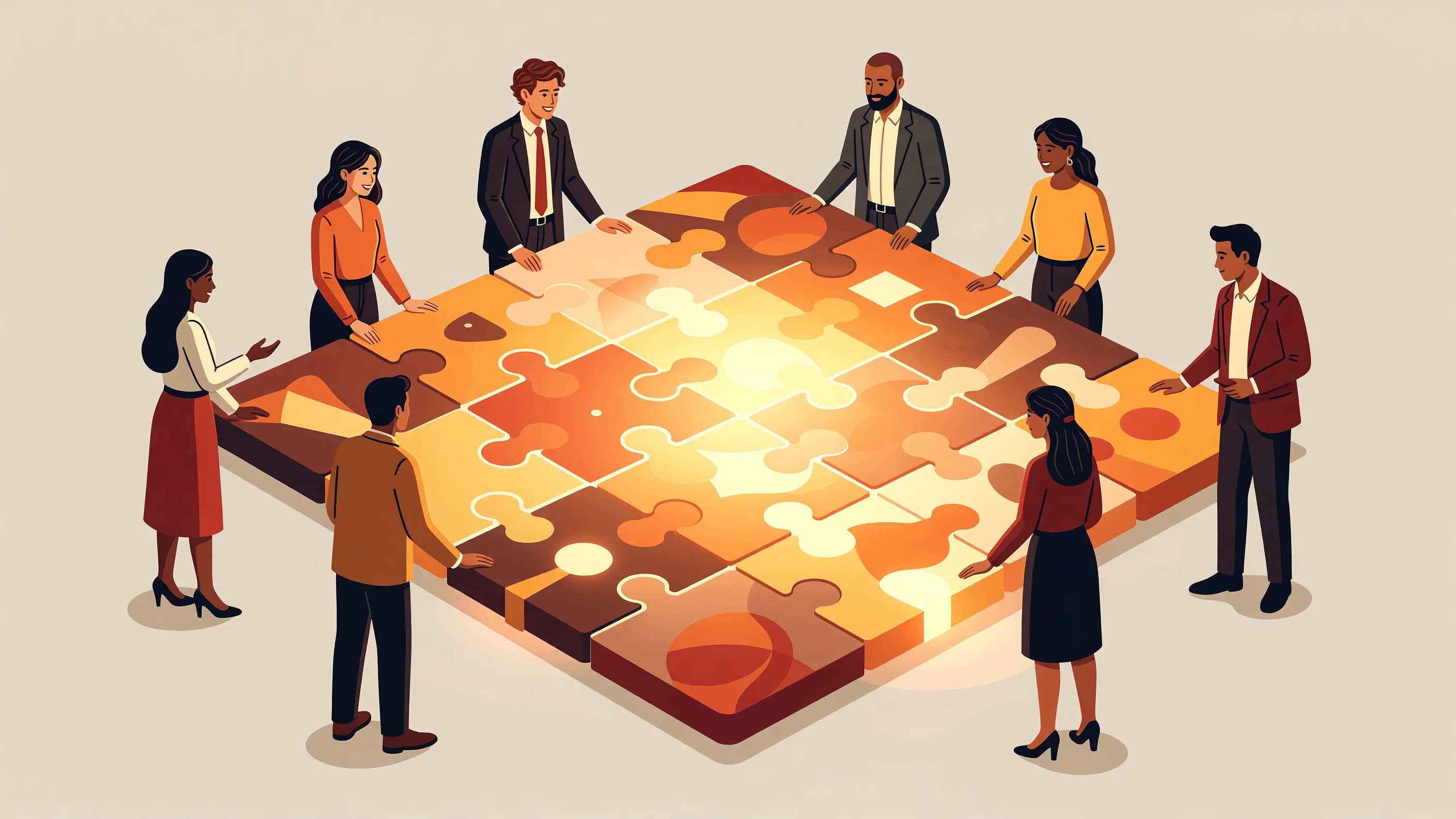 An abstract conceptual illustration representing software orchestration and AI models collaborating, symbolizing the transition from hardware to intelligent software.