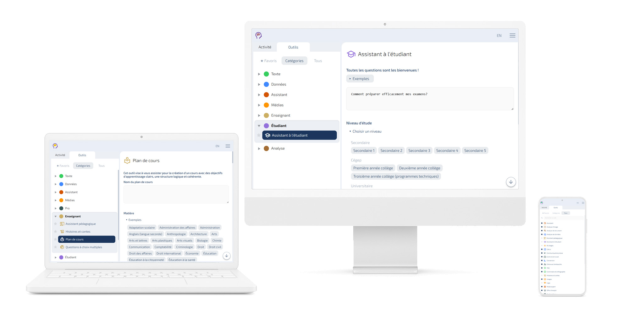 Interface ProductivIA éducation
