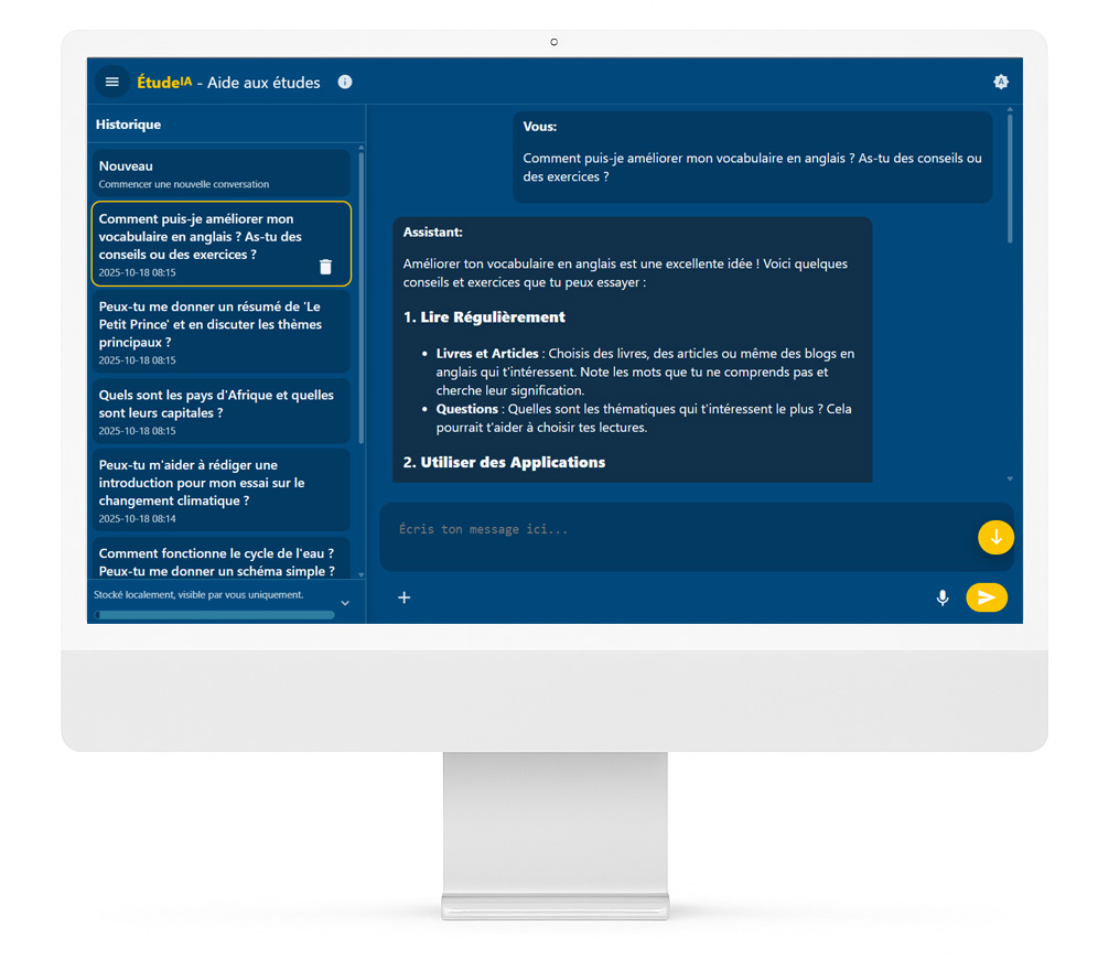 Interface de ÉtudeIA
