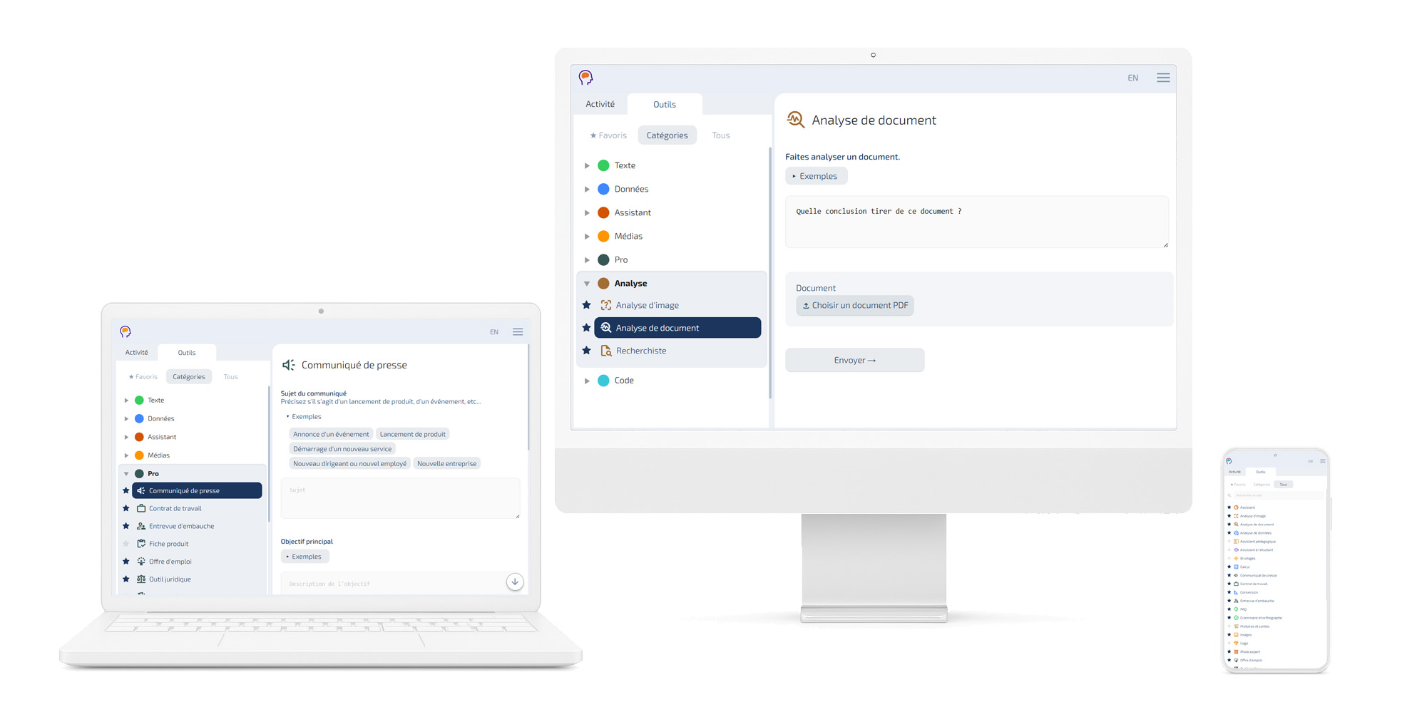Interface ProductivIA entreprise
